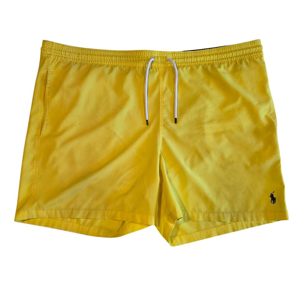 Polo Ralph Lauren Swim Trunks Mens XL Yellow Embroidered Pony Lined Board Shorts